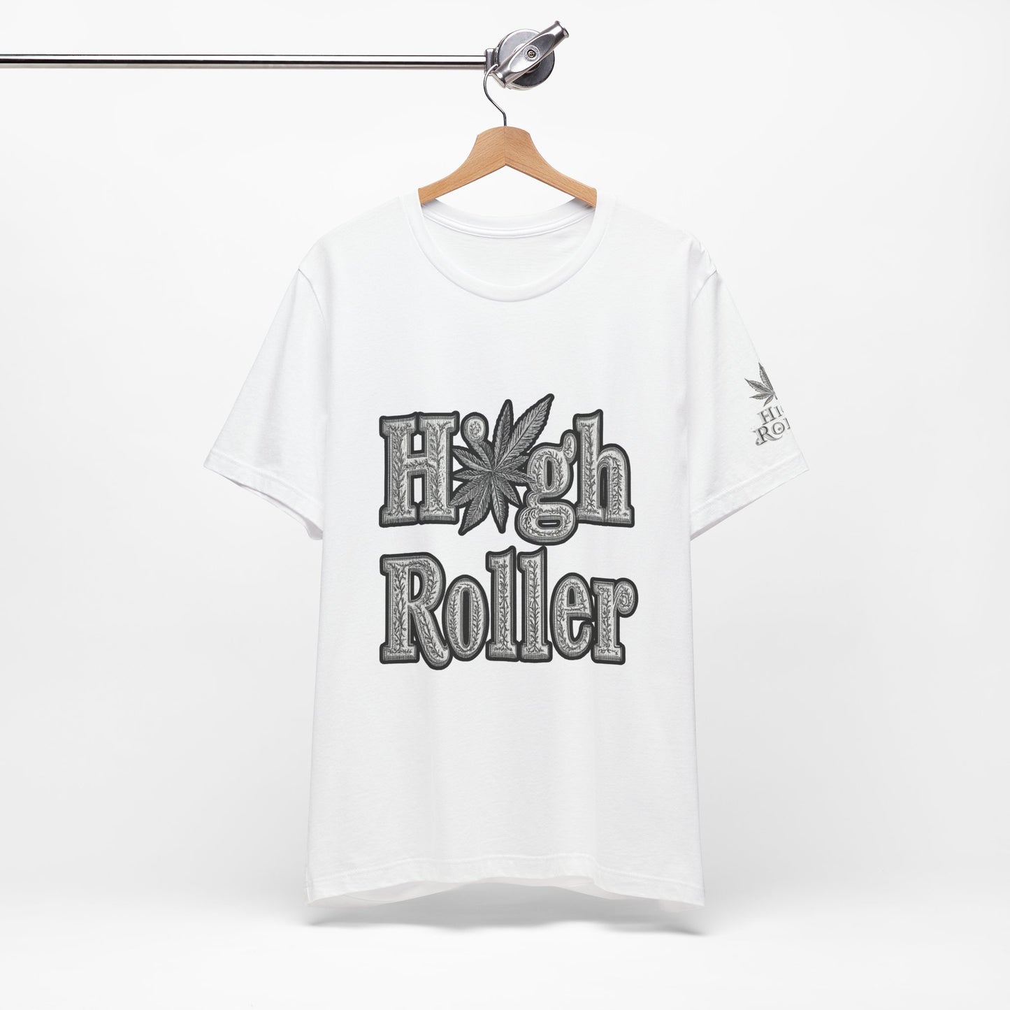 High Roller Classic Tee - Premium Airlume Cotton Cannabis Culture Ornate Typography Art