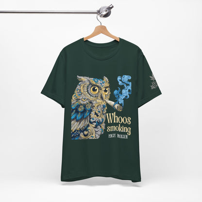 Baroque Owl Tee - Premium Airlume Cotton Cannabis Culture Ornate Bird Art