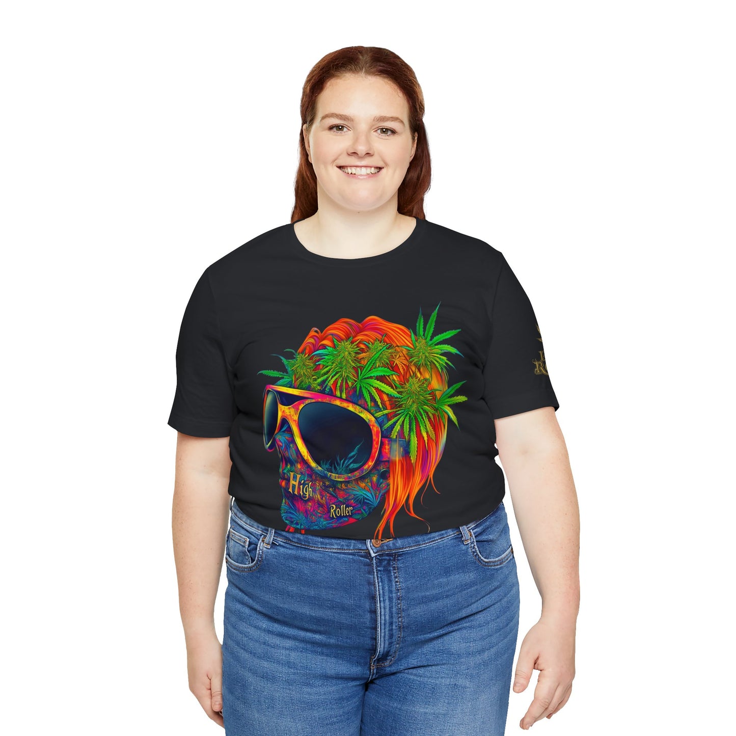 Tropical Cannabis Skull Tee - Paradise Vibes Art Design | High Roller