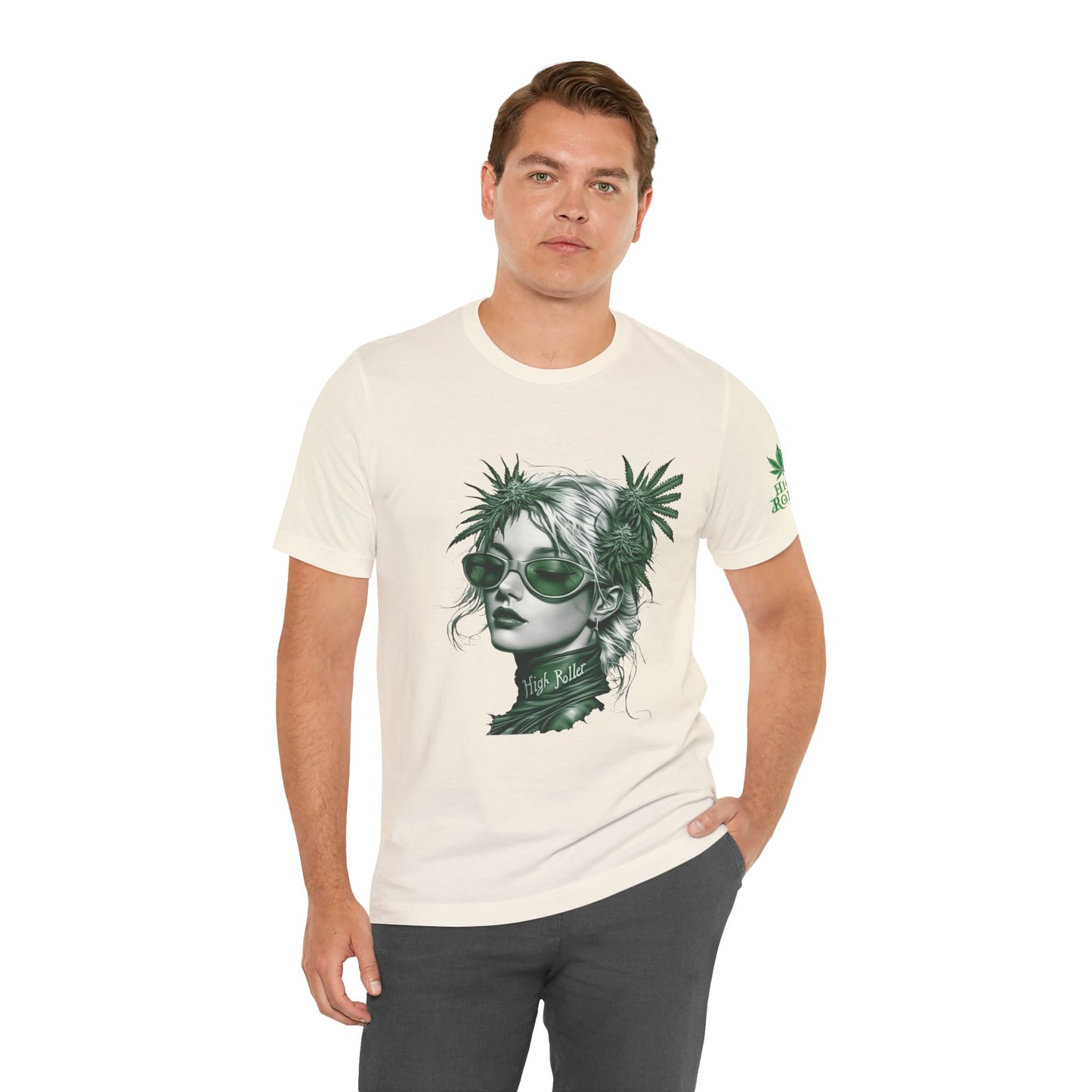 Green Queen T-Shirt - Premium Airlume Cotton Cannabis Crown Portrait Art Tee