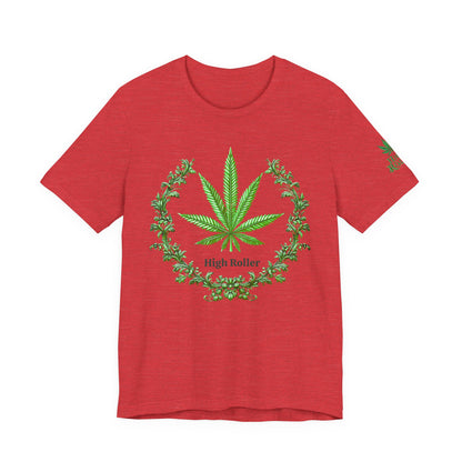Cannabis Crest Wreath Tee - Botanical Elegance Art Design | High Roller