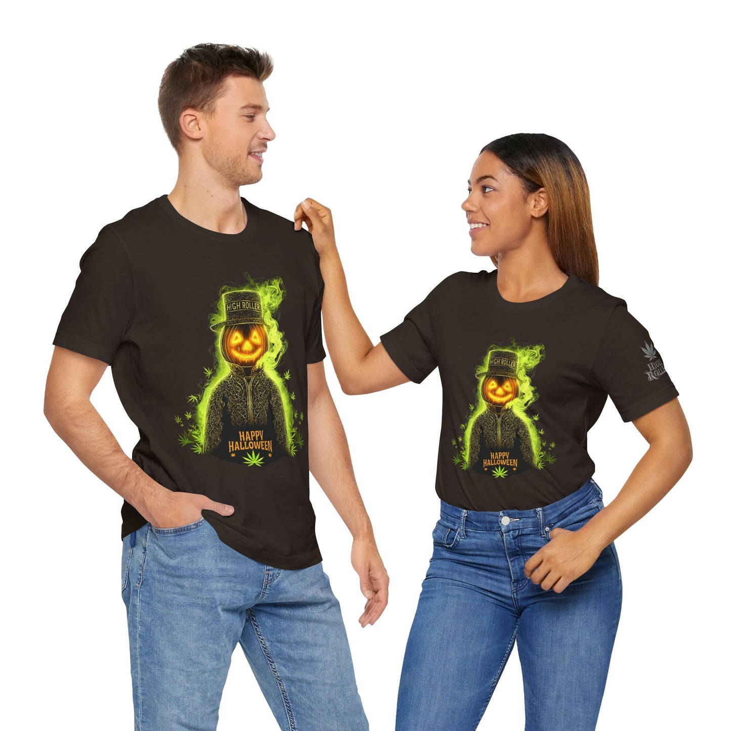 Spectral Pumpkin HIGH ROLLER Halloween T-Shirt - Premium Dark Cannabis Apparel