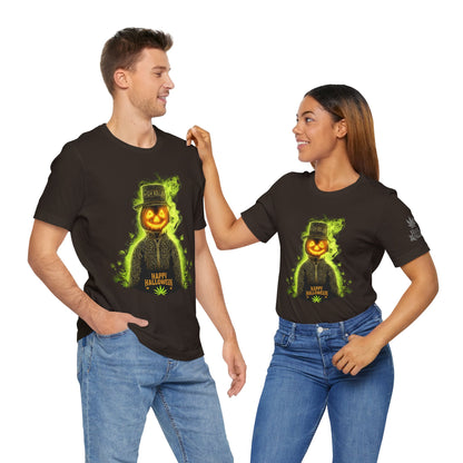 Spectral Pumpkin HIGH ROLLER Halloween T-Shirt - Premium Dark Cannabis Apparel