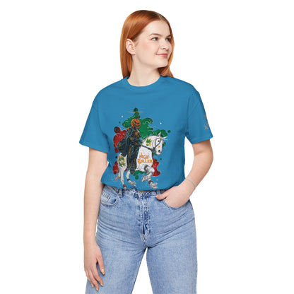 Headless Horseman HIGH ROLLER Halloween Cannabis T-Shirt - Premium Pumpkin Rider Skeletal Steed 420 Apparel