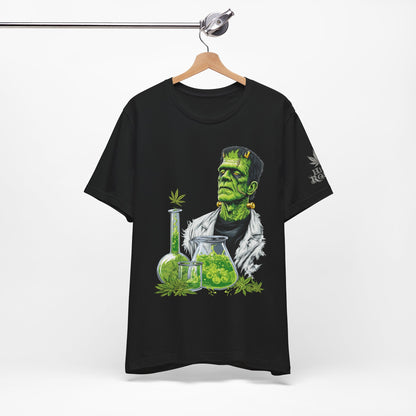 Frankenstein's Laboratory HIGH ROLLER Halloween Cannabis T-Shirt - Premium Monster Scientist 420 Experiment Apparel