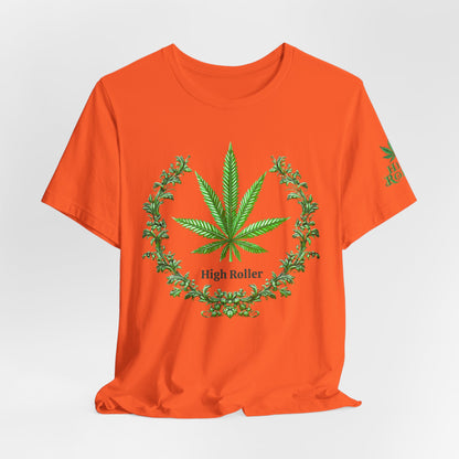 Cannabis Crest Wreath Tee - Botanical Elegance Art Design | High Roller