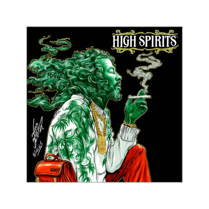 High Spirits Cannabis Goddess Halloween Sticker - Premium Emerald Spirit HIGH ROLLER Ethereal Being 420 Vinyl Decal