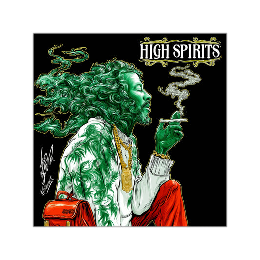 High Spirits Cannabis Goddess Halloween Sticker - Premium Emerald Spirit HIGH ROLLER Ethereal Being 420 Vinyl Decal