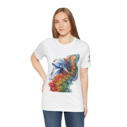 Rainbow Cannabis Goddess Tee - Ethereal Beauty Art Design | High Roller