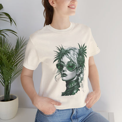 Green Queen T-Shirt - Premium Airlume Cotton Cannabis Crown Portrait Art Tee
