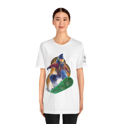 High Roller Snowboard Cannabis T-Shirt - Premium 420 Winter Sports Action Shred Mountain Lifestyle Apparel