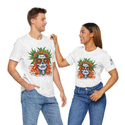 Sugar Skull Goddess Tee - Premium Airlume Cotton Cannabis Culture Day of Dead Art