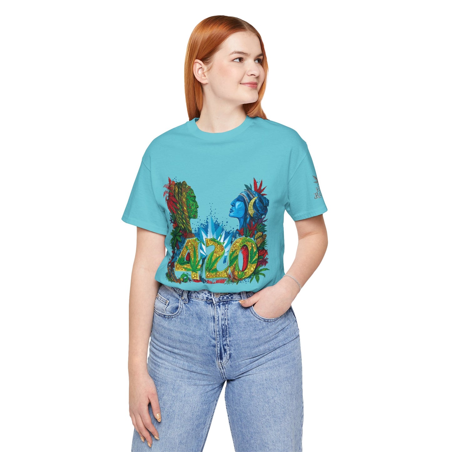 420 Celebration Premium Cannabis Culture T-Shirt - Dual Profile Art With Nature Elements And Bold 420 Typography