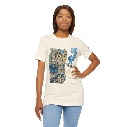 Baroque Owl Tee - Premium Airlume Cotton Cannabis Culture Ornate Bird Art