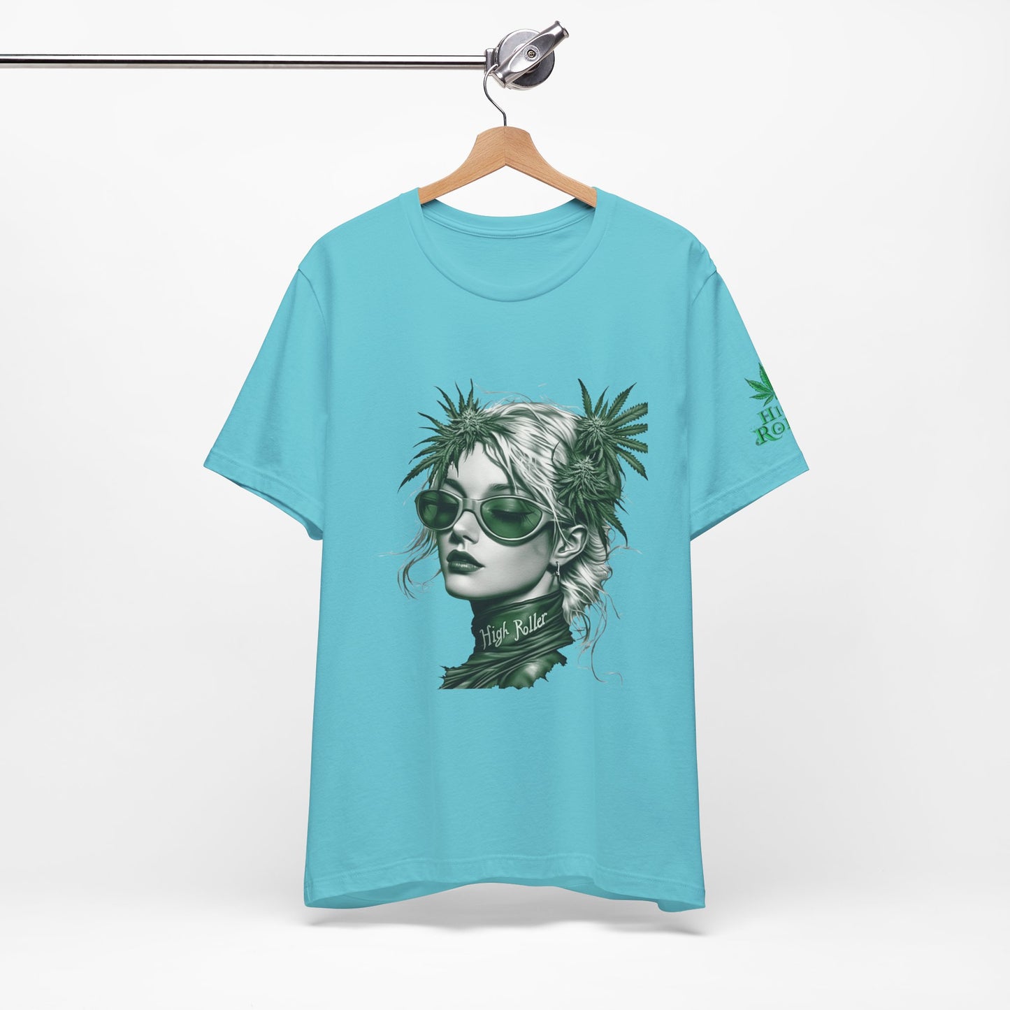 Green Queen T-Shirt - Premium Airlume Cotton Cannabis Crown Portrait Art Tee