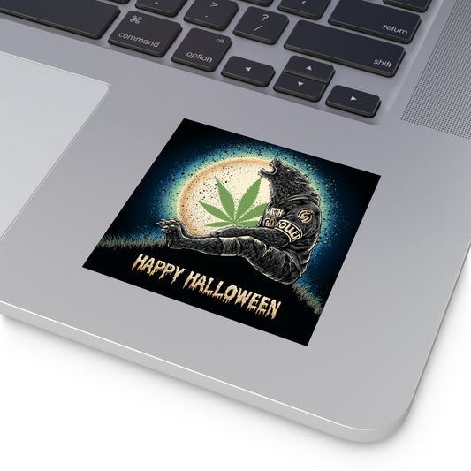 Werewolf HIGH ROLLER Halloween Cannabis Moon Sticker - Premium Lycanthrope Leather Jacket 420 Vinyl Decal