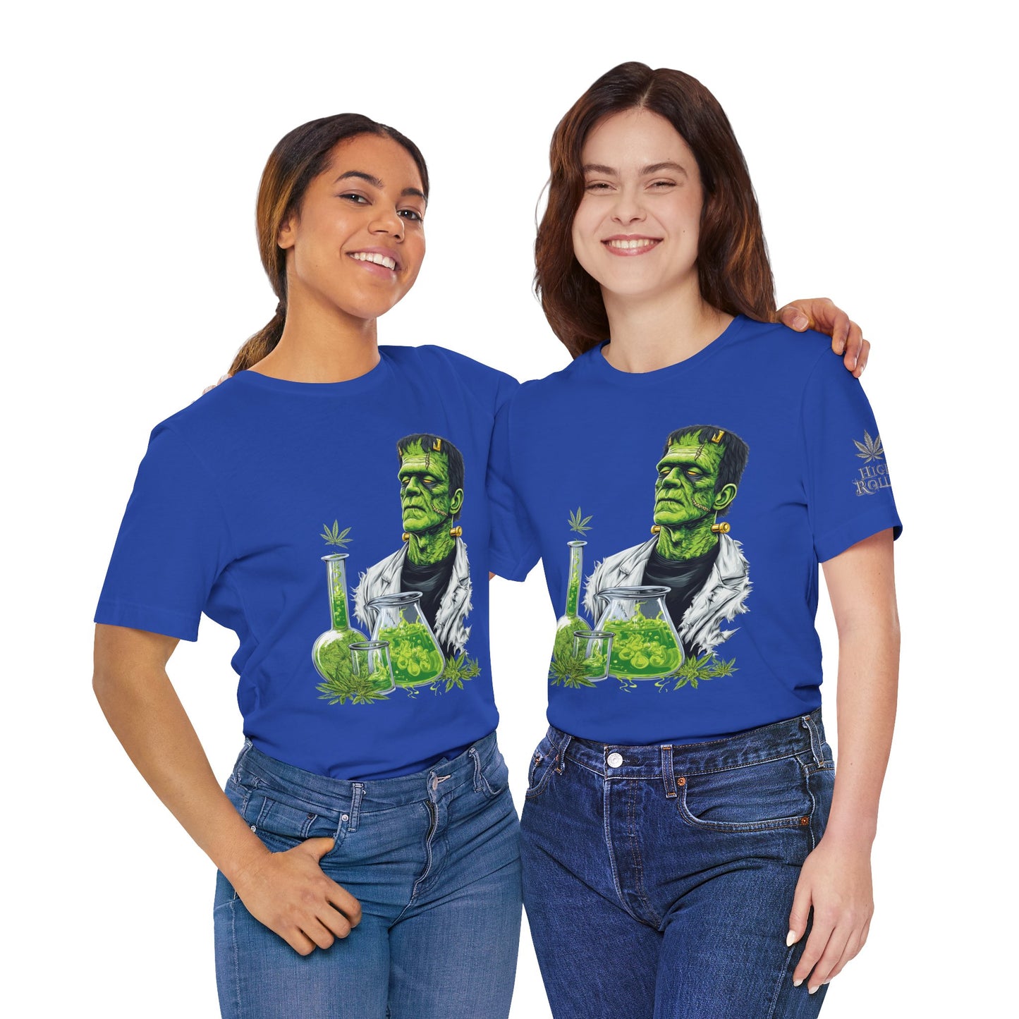 Frankenstein's Laboratory HIGH ROLLER Halloween Cannabis T-Shirt - Premium Monster Scientist 420 Experiment Apparel