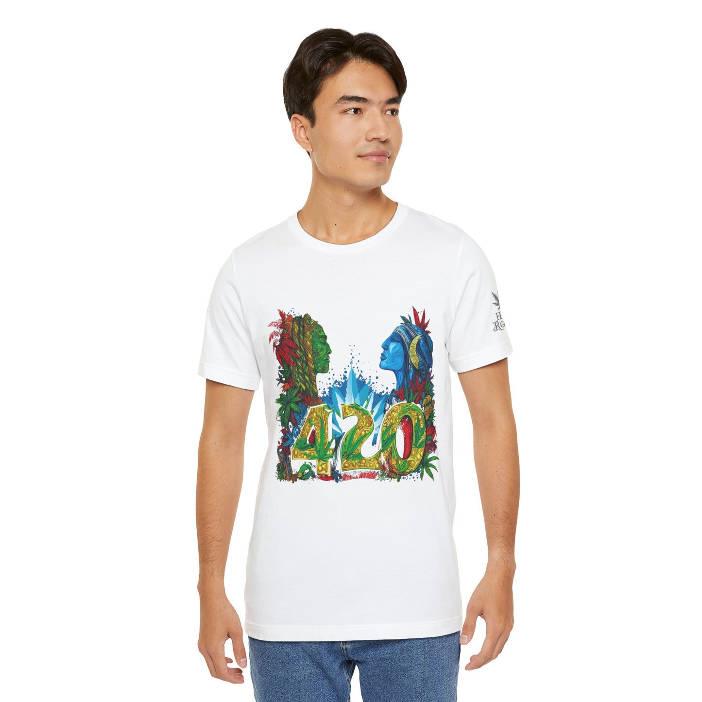 420 Celebration Premium Cannabis Culture T-Shirt - Dual Profile Art With Nature Elements And Bold 420 Typography