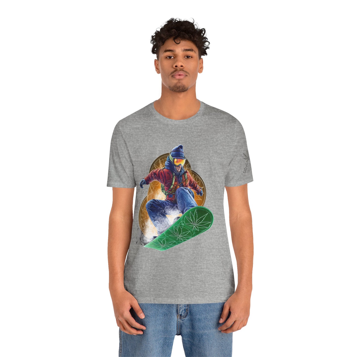 High Roller Snowboard Cannabis T-Shirt - Premium 420 Winter Sports Action Shred Mountain Lifestyle Apparel
