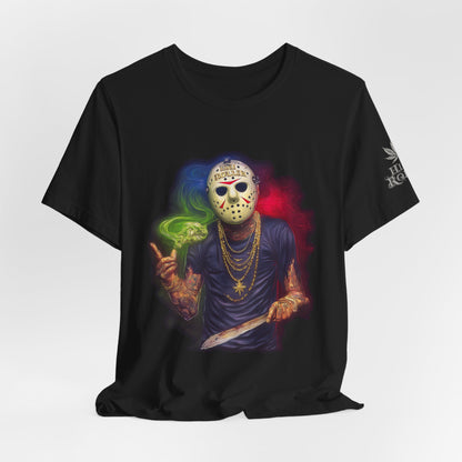 Crystal Lake Kush Jason Cannabis T-Shirt - Premium Horror 420 Black Edition Apparel"