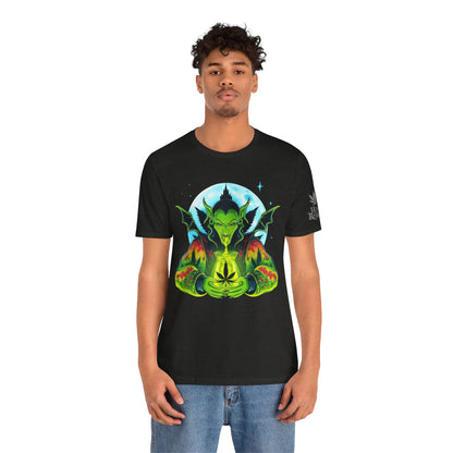 Mystic Dragon Guardian Cannabis Meditation T-Shirt - Premium Psychedelic 420 Apparel