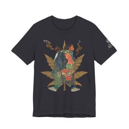 High Roller Back to Back Cannabis T-Shirt - Premium 420 Hip-Hop Duo Golden Leaf Street Culture Partnership Unity Apparel