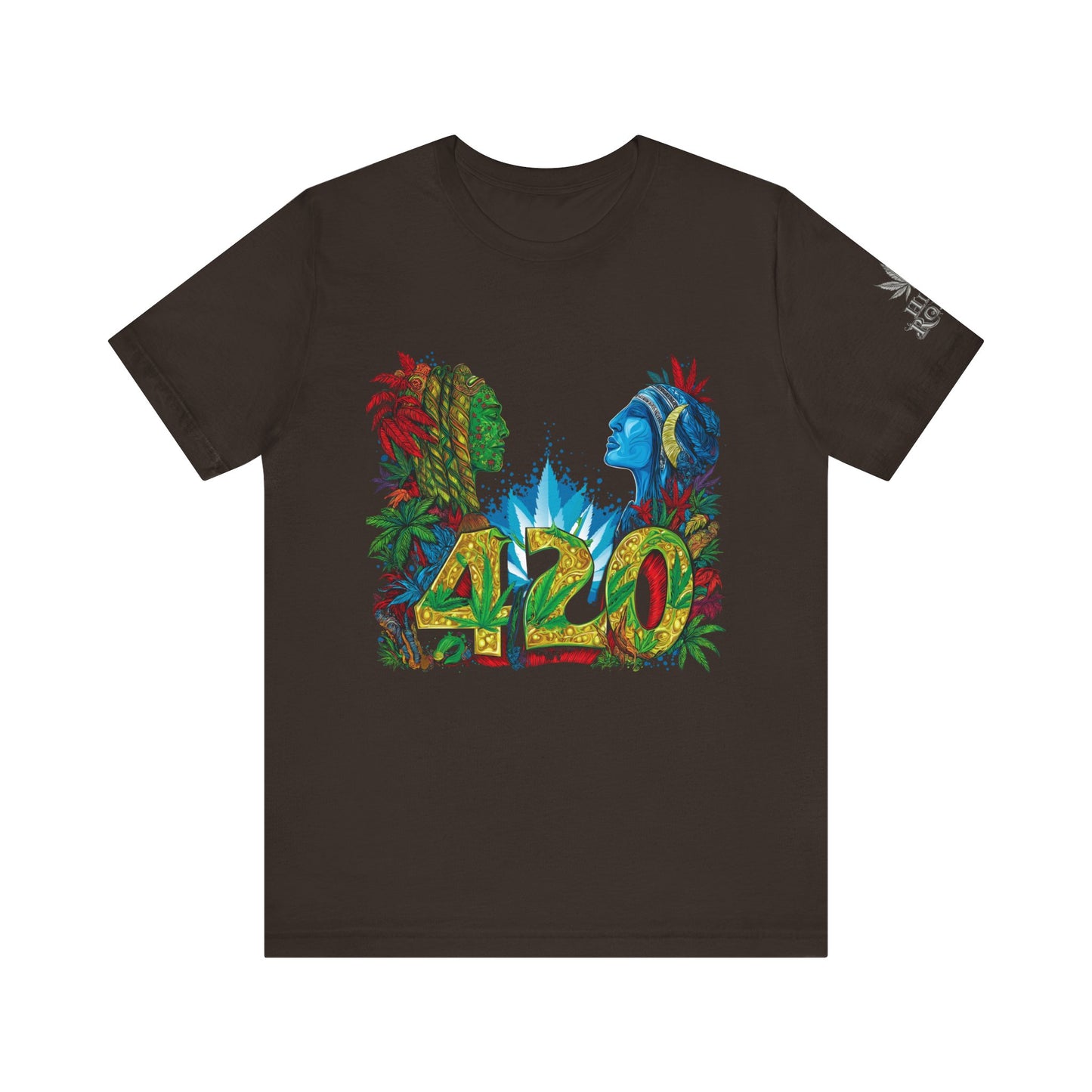 420 Celebration Premium Cannabis Culture T-Shirt - Dual Profile Art With Nature Elements And Bold 420 Typography