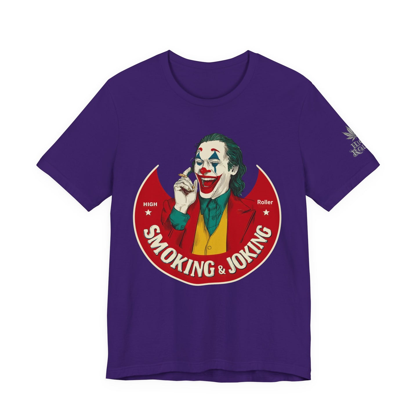 High Roller Villain T-Shirt - Premium Airlume Cotton Cannabis Joker Badge Art Tee