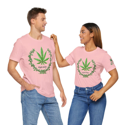 Cannabis Crest Wreath Tee - Botanical Elegance Art Design | High Roller