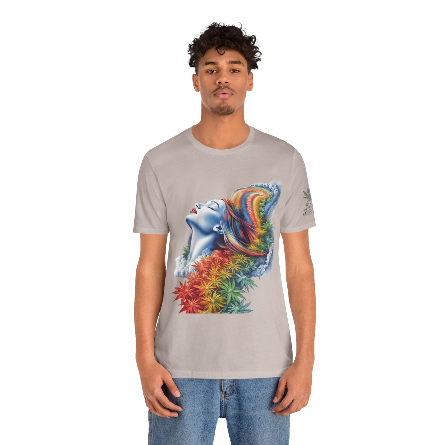 Rainbow Bloom Tee - Premium Airlume Cotton Cannabis Culture Spectrum Goddess Art