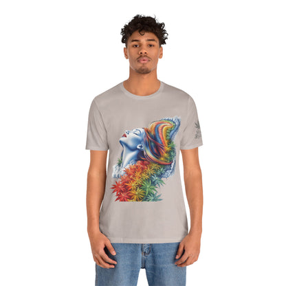 Rainbow Bloom Tee - Premium Airlume Cotton Cannabis Culture Spectrum Goddess Art