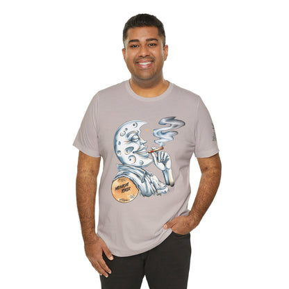 Midnight Toker Moon Tee - Celestial Cannabis Art Design | High Roller