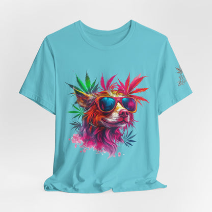 Spectrum Pup Tee - Premium Airlume Cotton Cannabis Culture Psychedelic Dog Art