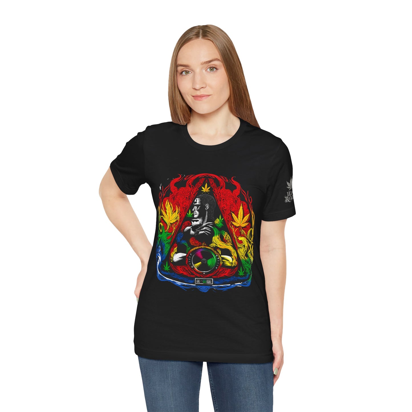 HIGH ROLLER Buddha Meditation Premium Cannabis Culture T-Shirt - Enlightenment Meets Electronic Music Luxury Streetwear