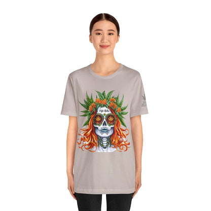 Sugar Skull Goddess Tee - Premium Airlume Cotton Cannabis Culture Day of Dead Art