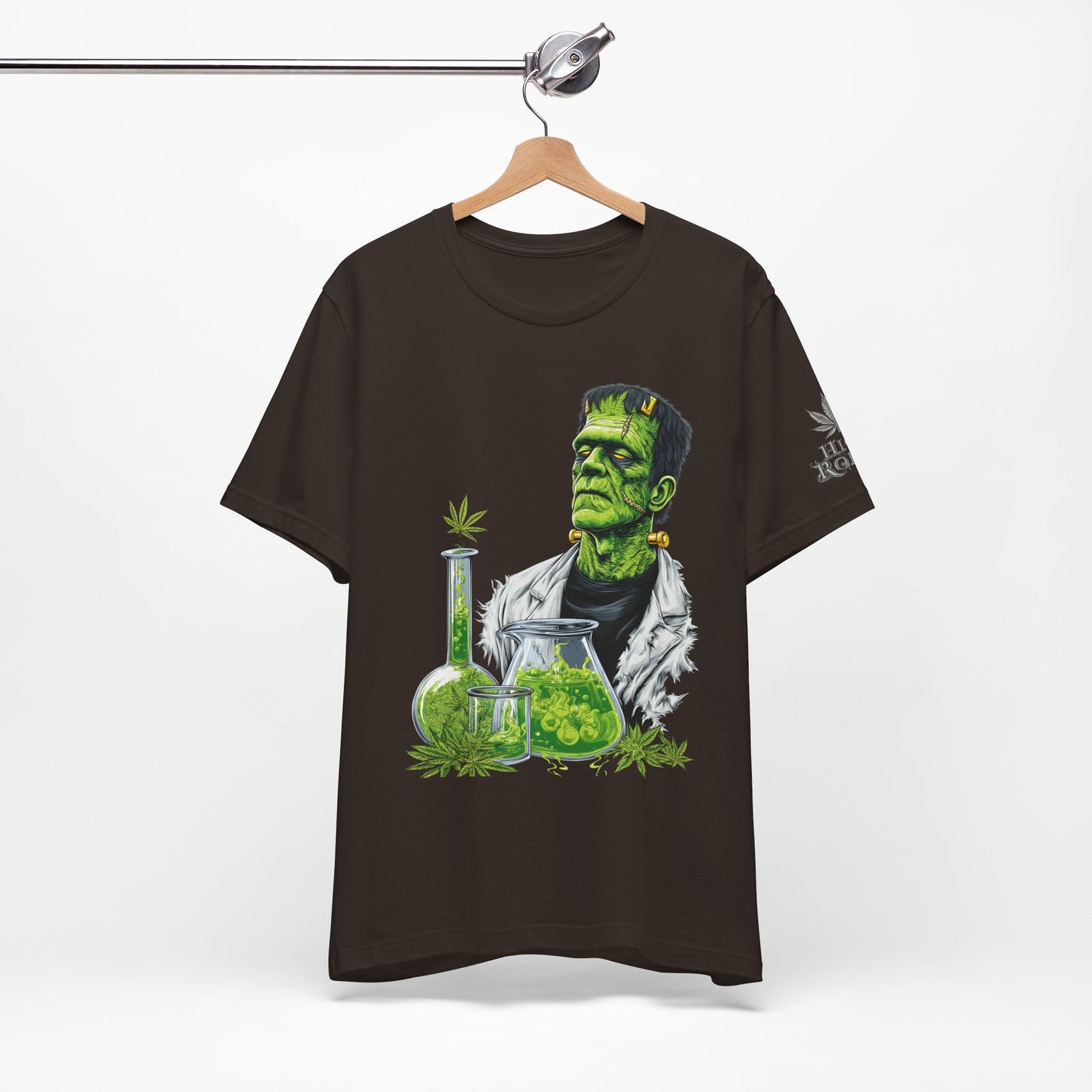 Frankenstein's Laboratory HIGH ROLLER Halloween Cannabis T-Shirt - Premium Monster Scientist 420 Experiment Apparel