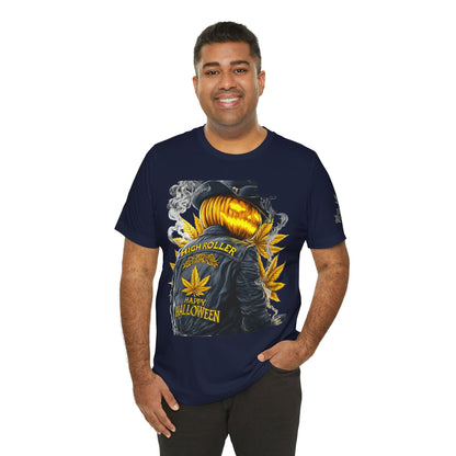 Halloween Witch Rider Cannabis T-Shirt - Premium Spooky 420 Biker Edition Apparel