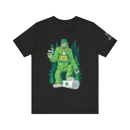 Bigfoot HIGH ROLLER Halloween Cannabis Forest T-Shirt - Premium Sasquatch Lifestyle Legend 420 Apparel