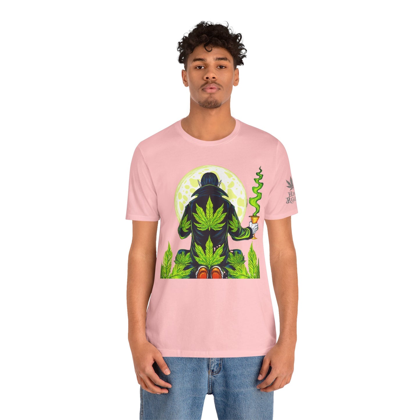 Luxury Gothic Cannabis Vampire T-Shirt - Premium Dark HIGH ROLLER Streetwear - Elevated Nocturnal 420 Fashion