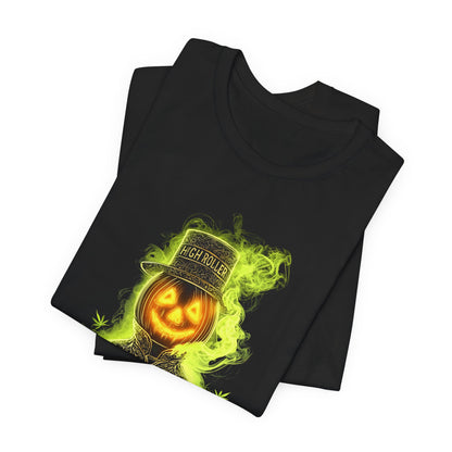 Spectral Pumpkin HIGH ROLLER Halloween T-Shirt - Premium Dark Cannabis Apparel