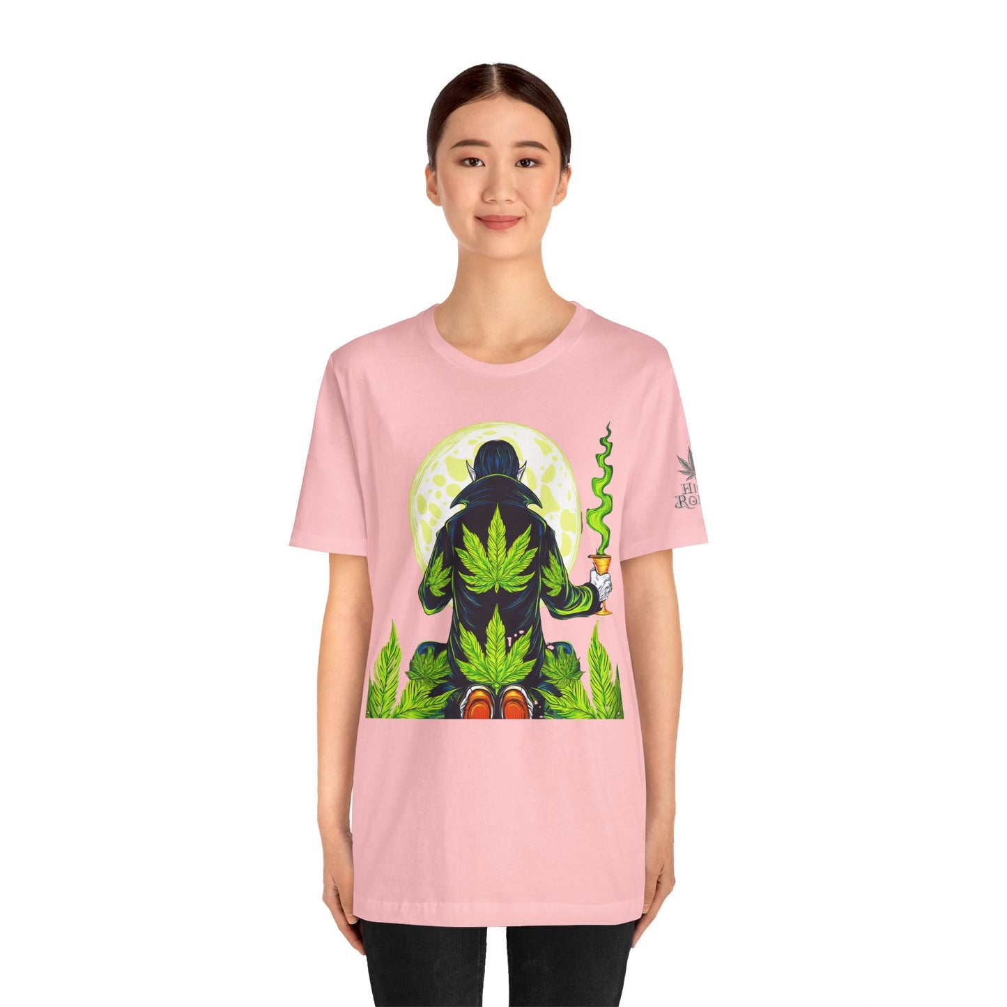 Luxury Gothic Cannabis Vampire T-Shirt - Premium Dark HIGH ROLLER Streetwear - Elevated Nocturnal 420 Fashion