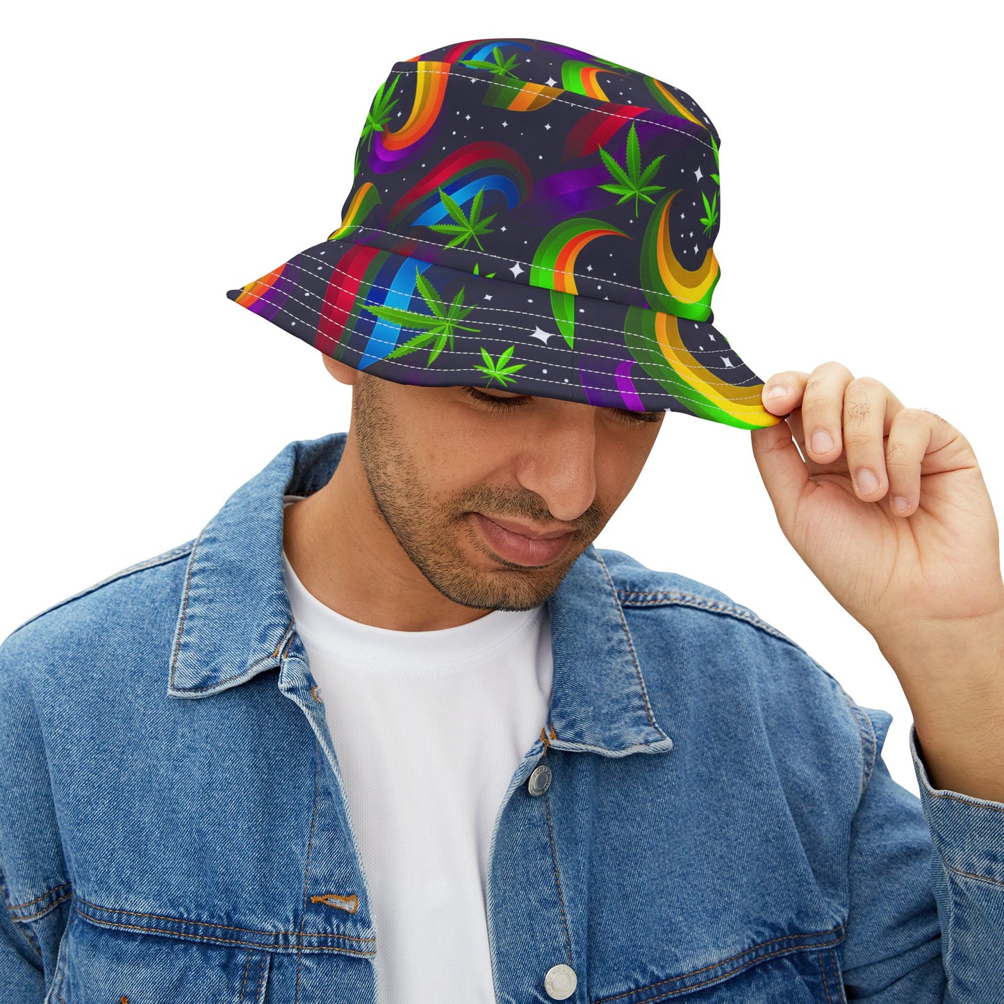 "HIGH ROLLER" Cosmic Rainbow Galaxy Bucket Hat