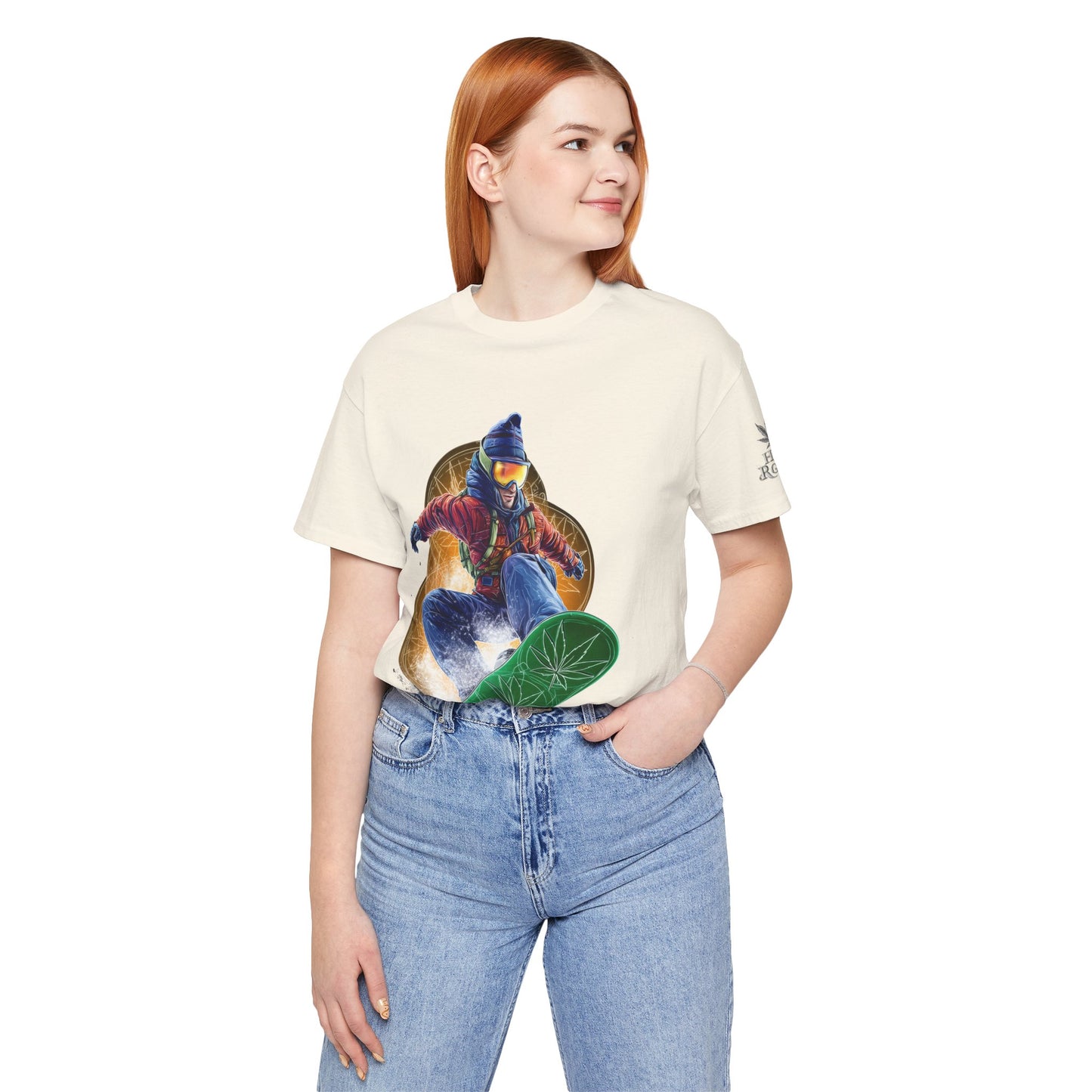 High Roller Snowboard Cannabis T-Shirt - Premium 420 Winter Sports Action Shred Mountain Lifestyle Apparel