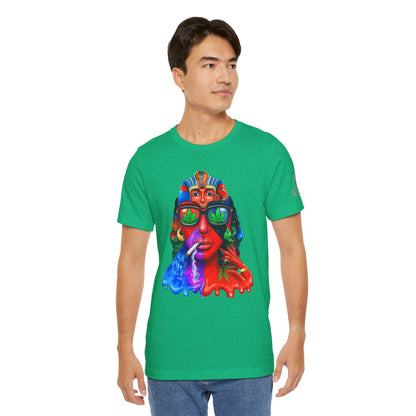 Pharaoh Vision Premium Cannabis Culture T-Shirt - Ancient Egyptian Royalty With Modern Cannabis Celebration And Psychedelic Split-Face Art