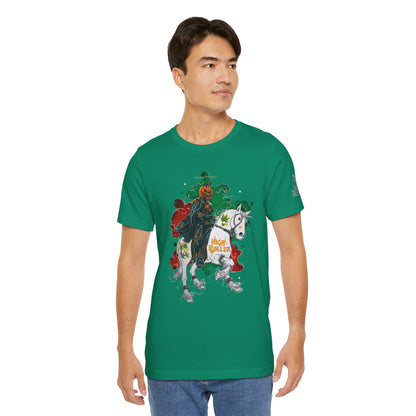 Headless Horseman HIGH ROLLER Halloween Cannabis T-Shirt - Premium Pumpkin Rider Skeletal Steed 420 Apparel