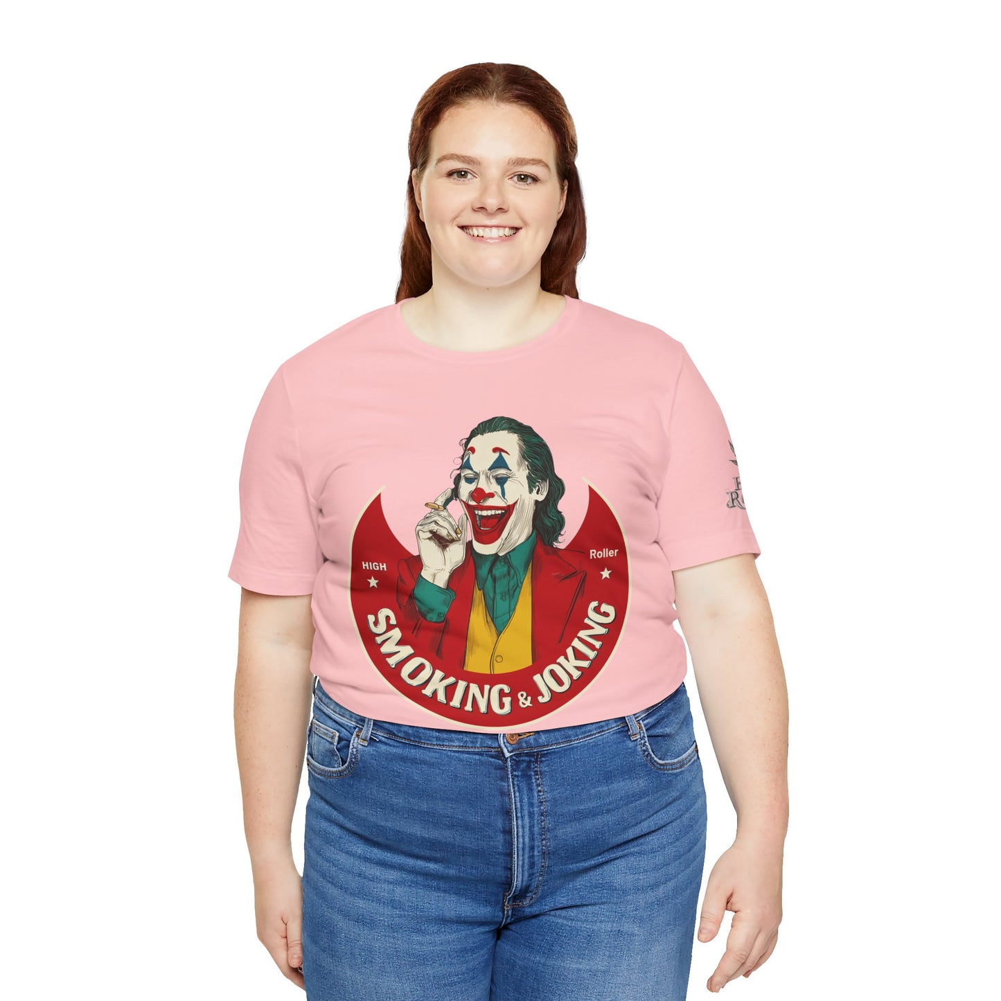 High Roller Villain T-Shirt - Premium Airlume Cotton Cannabis Joker Badge Art Tee