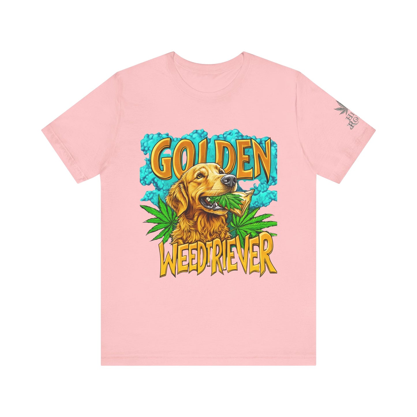 High Roller Golden Weedtriever Cannabis T-Shirt - Premium 420 Dog Lover Humor Golden Retriever Pun Comedy Pet Culture Apparel