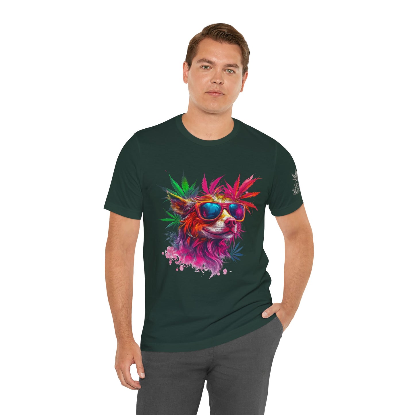 Spectrum Pup Tee - Premium Airlume Cotton Cannabis Culture Psychedelic Dog Art