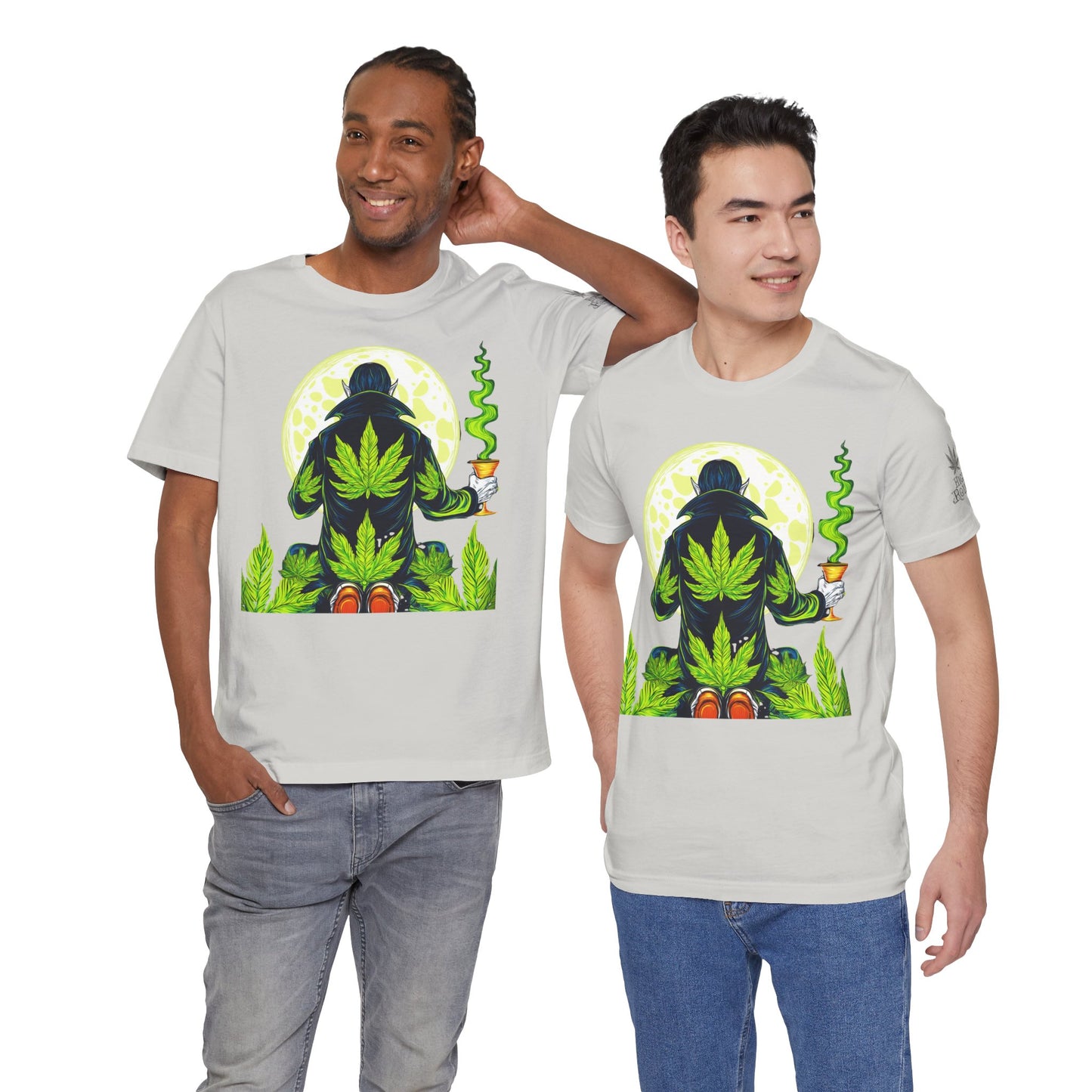 Luxury Gothic Cannabis Vampire T-Shirt - Premium Dark HIGH ROLLER Streetwear - Elevated Nocturnal 420 Fashion