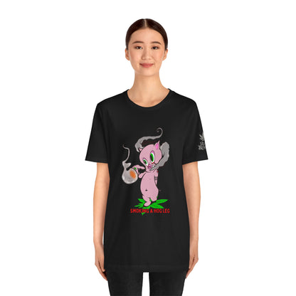 Smoking Hog Leg Pink Pig Tee - Premium Airlume Cotton Cannabis Culture Art